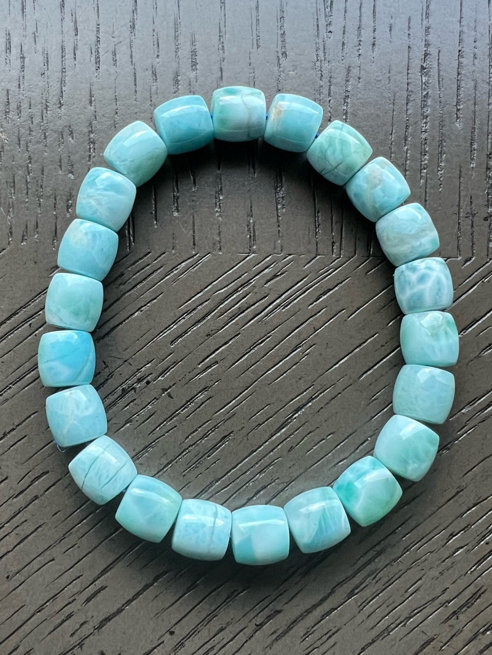 Larimar barrel bracelet 8mm SIZE 6.5’